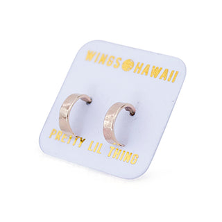wings hawaii hand made tiny cuff hoop stud earrings in sterling silver or 14k yellow gold