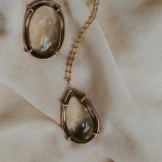 Teardrop Crystal Ball Necklace - Smoky Quartz