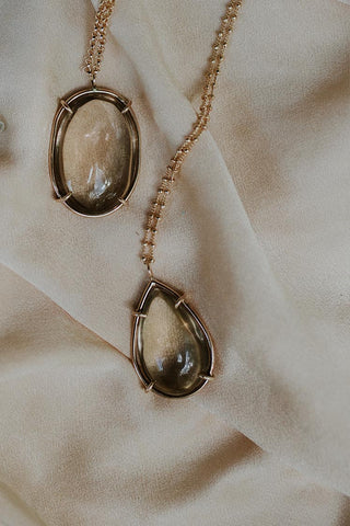 Teardrop Crystal Ball Necklace - Smoky Quartz