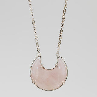 Crystal Moon Necklace - Rose Quartz
