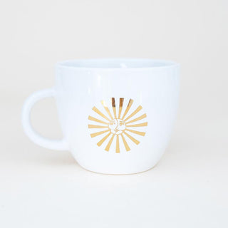 sun and moon gold decal on a white ceramic mug wings hawaii