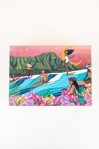 surf shack puzzle A super fun puzzle made of premium 100% recycled Eska board. Printed with non-toxic inks and a matte finish. Art by illustrator Michi Pichel from the Philippines.  
