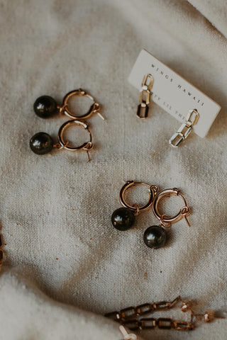 Tahitian Pearl Hoop Earrings - Petite