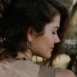 Charm Hoops - Tahitian Pearl