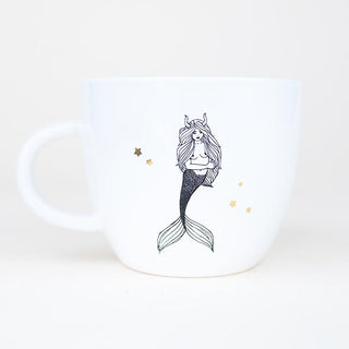 taurus mermaid zodiac ceramic mug black and white wings hawaii