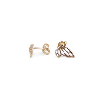 sterling silver or 14k yellow gold tiny butterfly wing stud earrings women's fine jewelry everyday mermaid treasure symbol of transformation and flight lovely little gems made in haiku maui wings hawaii