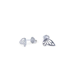 sterling silver or 14k yellow gold tiny butterfly wing stud earrings women's fine jewelry everyday mermaid treasure symbol of transformation and flight lovely little gems made in haiku maui wings hawaii