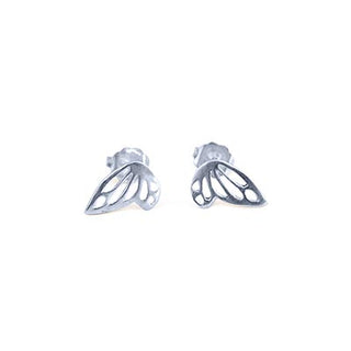 sterling silver or 14k yellow gold tiny butterfly wing stud earrings women's fine jewelry everyday mermaid treasure symbol of transformation and flight lovely little gems made in haiku maui wings hawaii