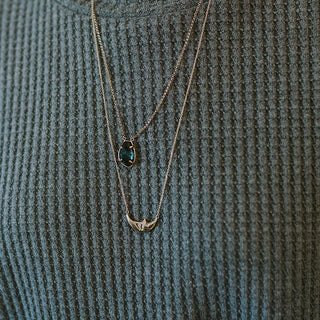 Blue Tourmaline Shield Necklace - 14k