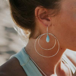 Double Hoop Earrings - Turquoise