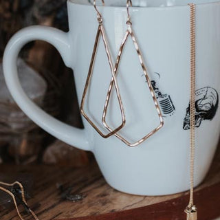 sterling silver or gold filled hammered v shape drop chain earrings womens minimal elegant classy style jewelry hand made haiku maui wings hawaii 