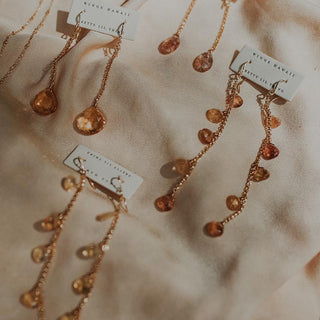 Drop Chain Earrings - Citrine